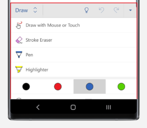 Draw menu in Word on Note10