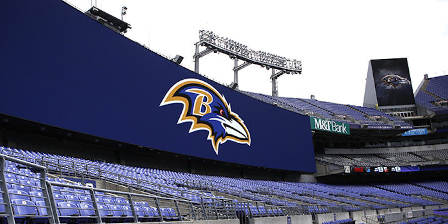 Why Baltimore Ravens' end zone has 'MO' painted in purple 