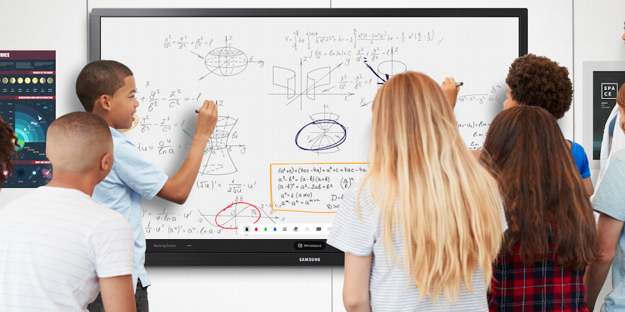 Teaching board. Whiteboard students. Interactive Learning.